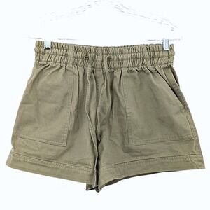 Forever 21 Olive Green Cotton Pull On Utility Shorts Elastic Waist Large